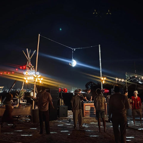 Beach club party on Tierra Bomba after sunset cruise